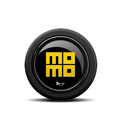 MOMO Heritage Yellow Over Black Round Lip Horn Button