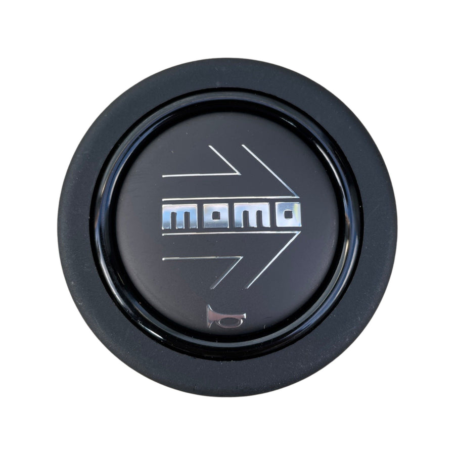 MOMO Chrome Arrow Over Matte Black Round Lip Horn Button