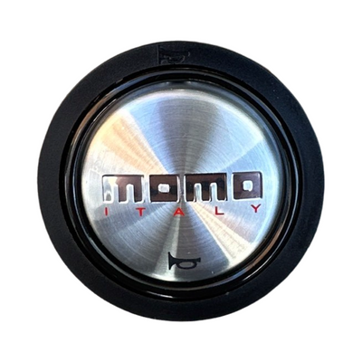 MOMO Chrome Over Brushed Silver Flat Lip Horn Button