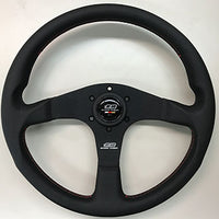 MUGEN RACING III STEERING WHEEL RED STITCHING - LEATHER