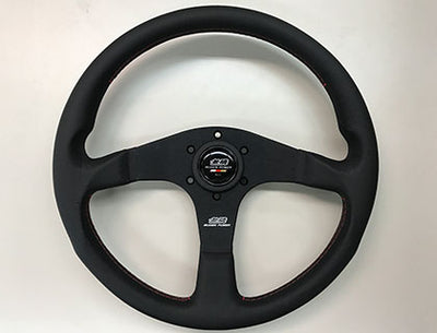 MUGEN RACING III STEERING WHEEL RED STITCHING - LEATHER