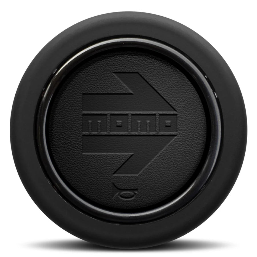 MOMO Black Leather Embossed Round Lip 2P Horn Button