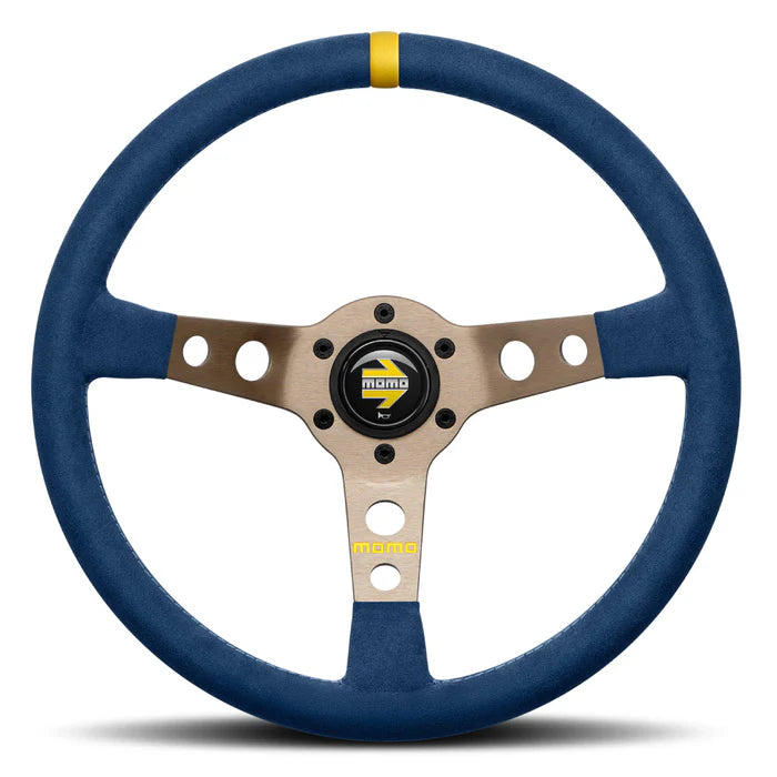 MOMO MOD 07 Blue Microfibre Anthracite Spokes 350mm Steering Wheel