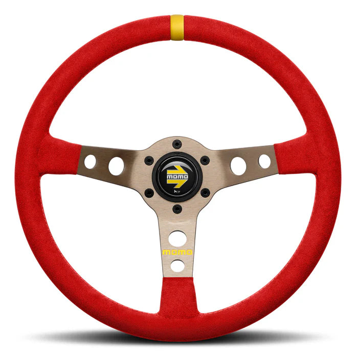 MOMO MOD 07 Red Microfibre Anthracite Spokes 350mm Steering Wheel