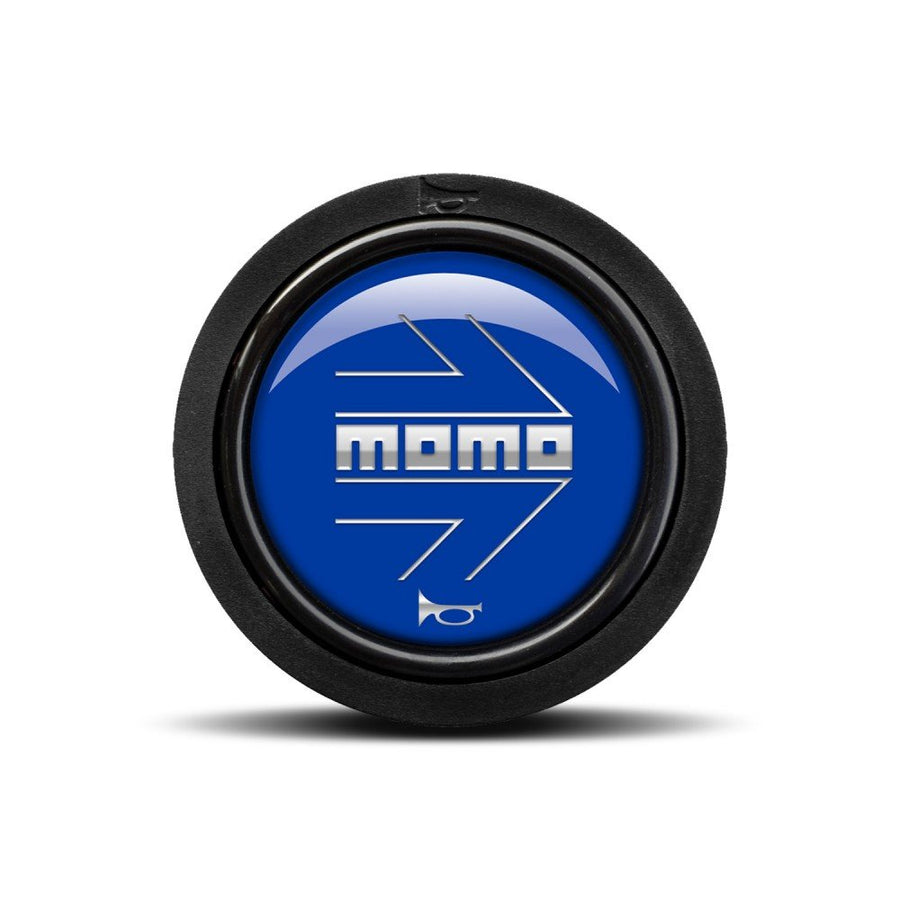 MOMO Chrome Arrow Over Blue Flat Lip 2P Horn Button