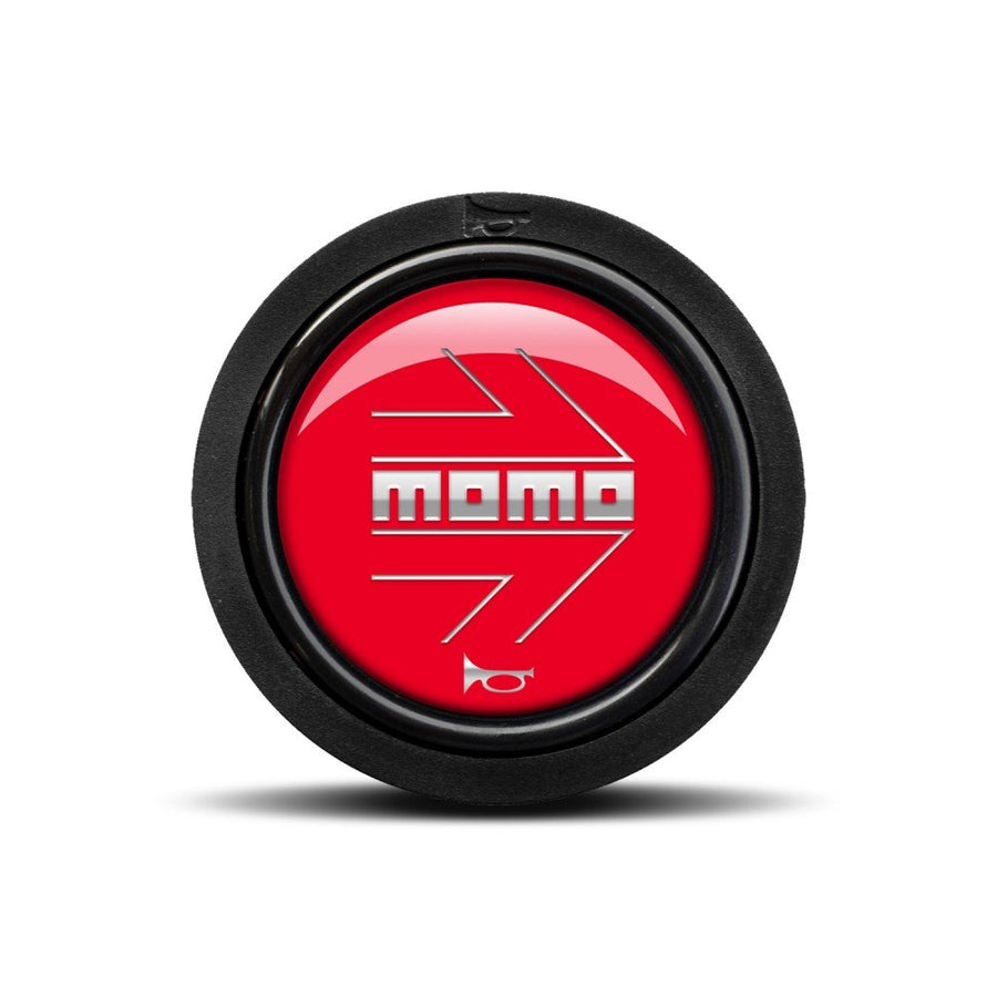 MOMO Silver Arrow Over Red Flat Lip Horn Button