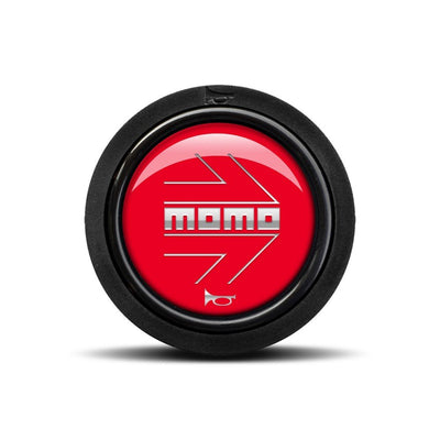 MOMO Silver Arrow Over Red Flat Lip Horn Button
