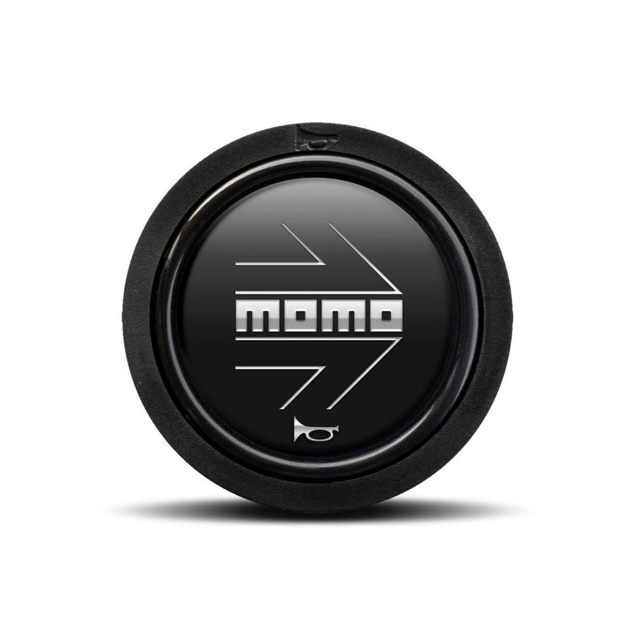 MOMO Chrome Arrow Over Matte Black Flat Lip Horn Button
