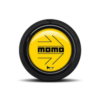 MOMO Black Arrow Over Yellow Flat Lip Horn Button