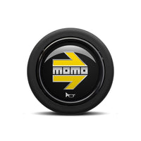 MOMO Chrome/Yellow Arrow Over Black Round Lip Horn Button