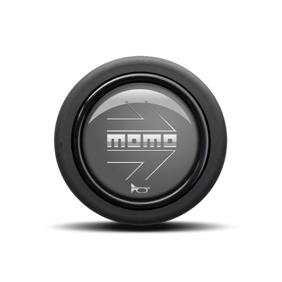 MOMO Chrome Arrow Over Anthracite Round Lip 2P Horn Button