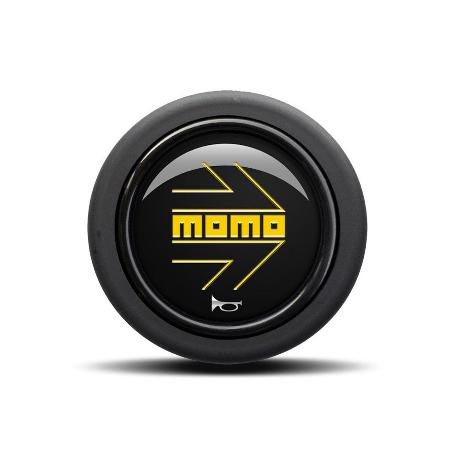 MOMO Yellow Arrow Over Black Round Lip 2P Horn Button