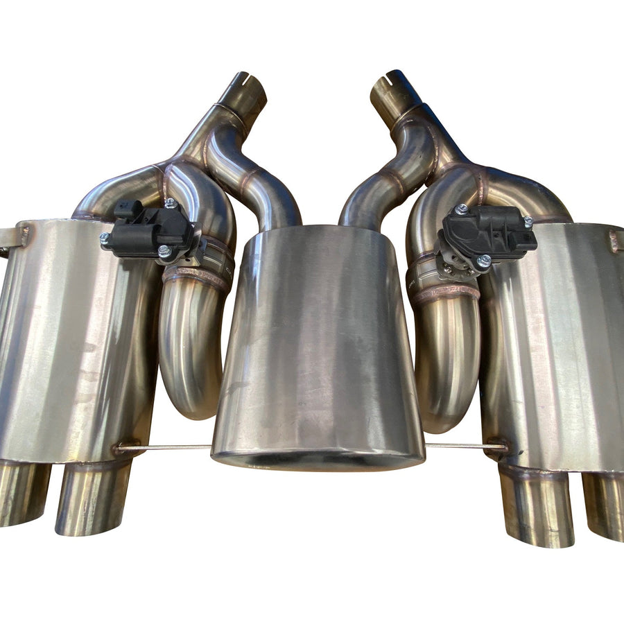 Active Autowerke M3/M4 Rear Exhaust System 3 Can w valves (maad maxx) - carbon tips – 2014+ M3 / M4