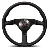 MOMO Montecarlo Black Leather With Red Stitching 350mm Steering Wheel HDT - 11111785BKRER-HDT