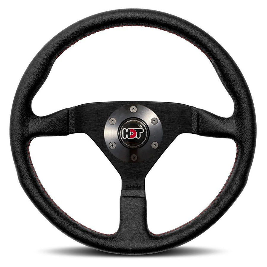 MOMO Montecarlo Black Leather With Red Stitching 350mm Steering Wheel HDT - 11111785BKRER-HDT