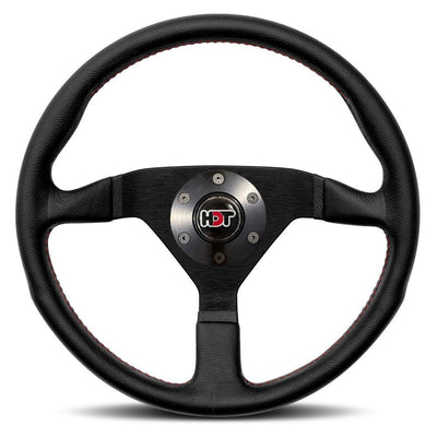 MOMO Montecarlo Black Leather With Red Stitching 350mm Steering Wheel HDT - 11111785BKRER-HDT