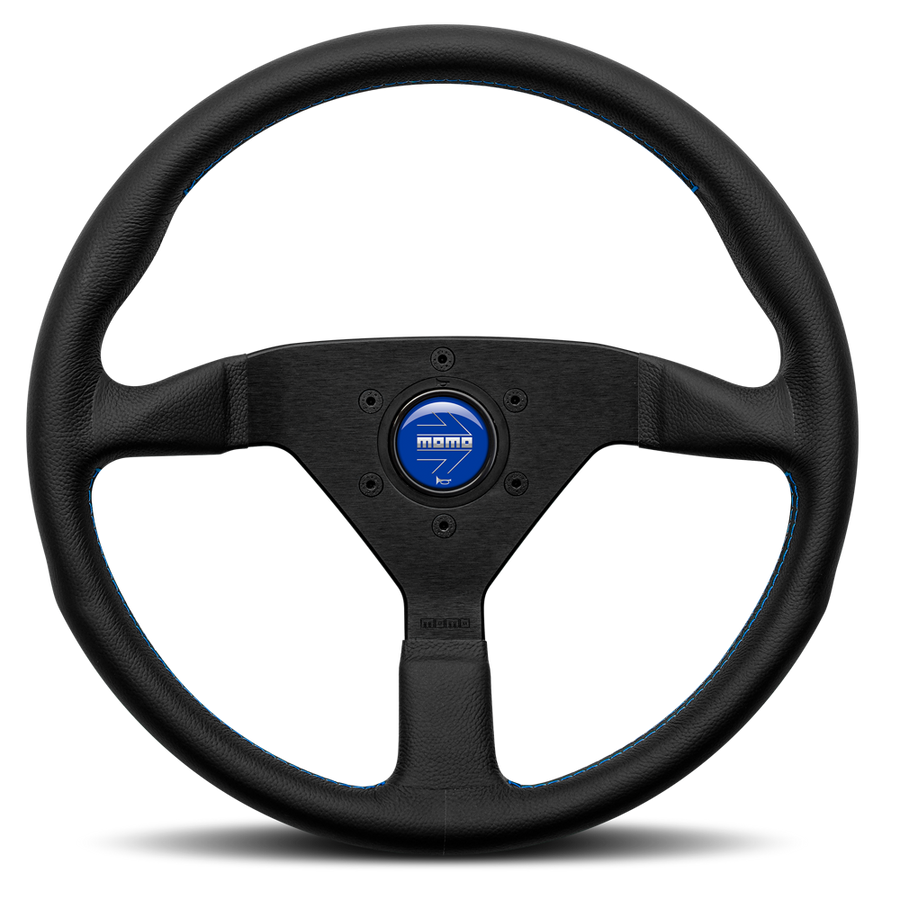MOMO Montecarlo Black Leather With Blue Stitching 350mm Steering Wheel - 11111785BKBLR