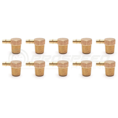 Brass 1/8" NPT 90 Degree 3mm Hose Barb Fitting 10 Pack