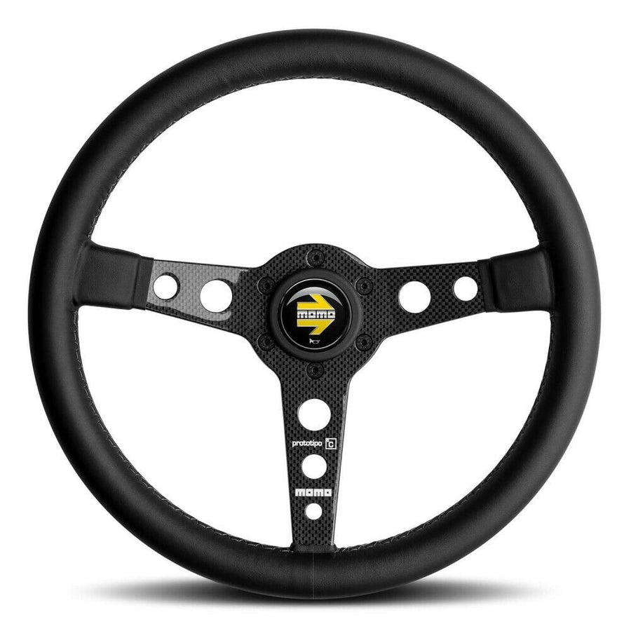 Momo Prototipo 6c Carbon Black Leather 350mm Steering Wheel - VPROT6C350BKR