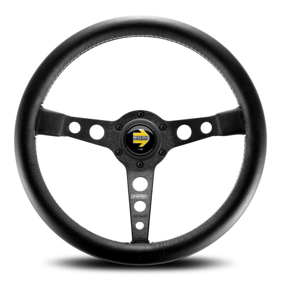 MOMO Prototipo Black Spokes Black Leather 370mm Steering Wheel - VPRO370BLKBR