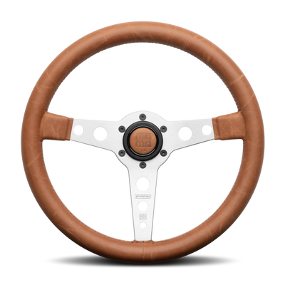 MOMO Heritage Prototipo Silver Spokes Tobacco Leather 350mm Steering Wheel