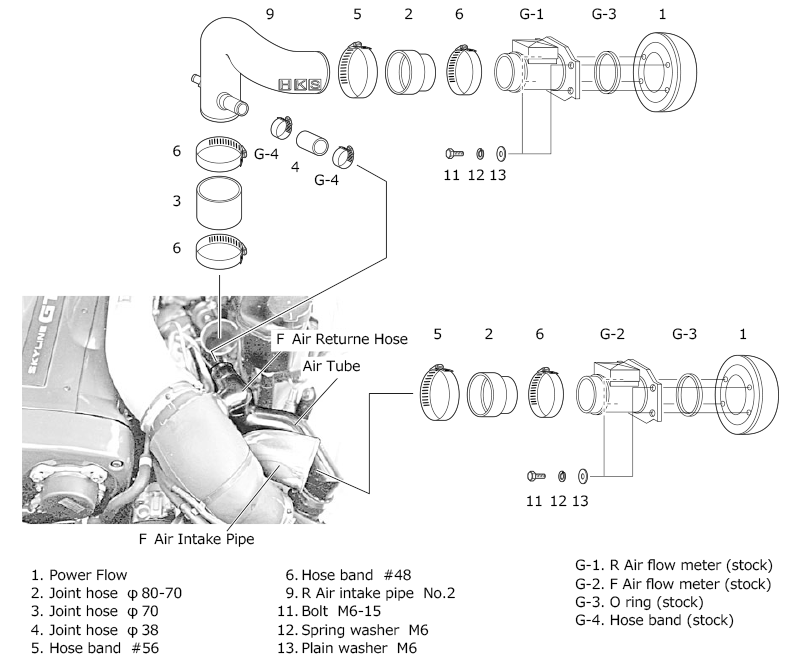 HKS RACING SUCTION KIT NISSAN RB26 R33 R34 70020-AN103