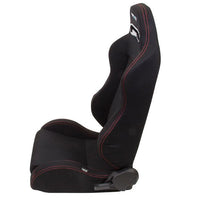 NRG Reclinable Sport Bucket Seat PAIR - Black Cloth w/Red Stitch