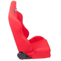 NRG Reclinable Sport Bucket Seat PAIR - Red Cloth w/Red Stitch