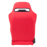 NRG Reclinable Sport Bucket Seat PAIR - Red Cloth w/Red Stitch