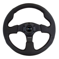 NRG Reinforced 320mm Race Steering Wheel - Black Spoke/Black Leather/Black Stitch