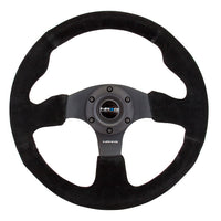 NRG Reinforced 320mm Race Steering Wheel - Black Spoke/Black Suede/Black Stitch