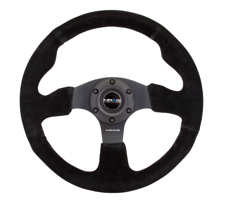 NRG Reinforced 320mm Race Steering Wheel - Black Spoke/Black Suede/Black Stitch