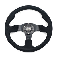 NRG Reinforced 320mm Race Steering Wheel - Black Spoke/Black Alcantara/Black Stitch