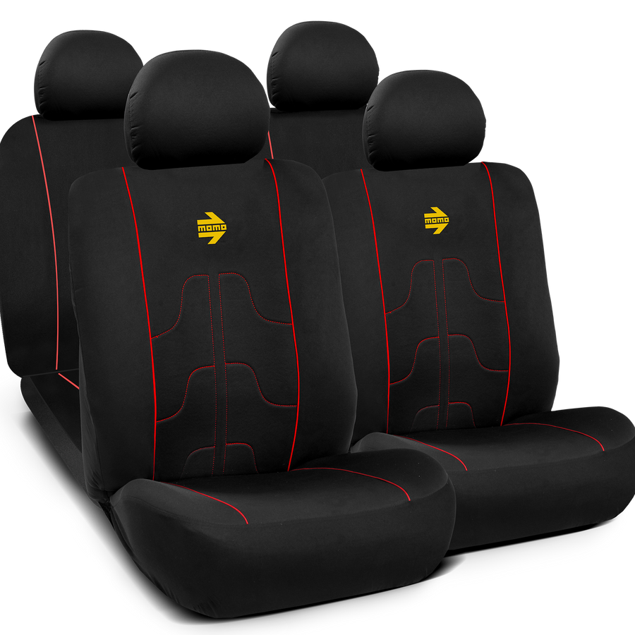 MOMO MODERN SEAT COVER SET – BLACK / RED
