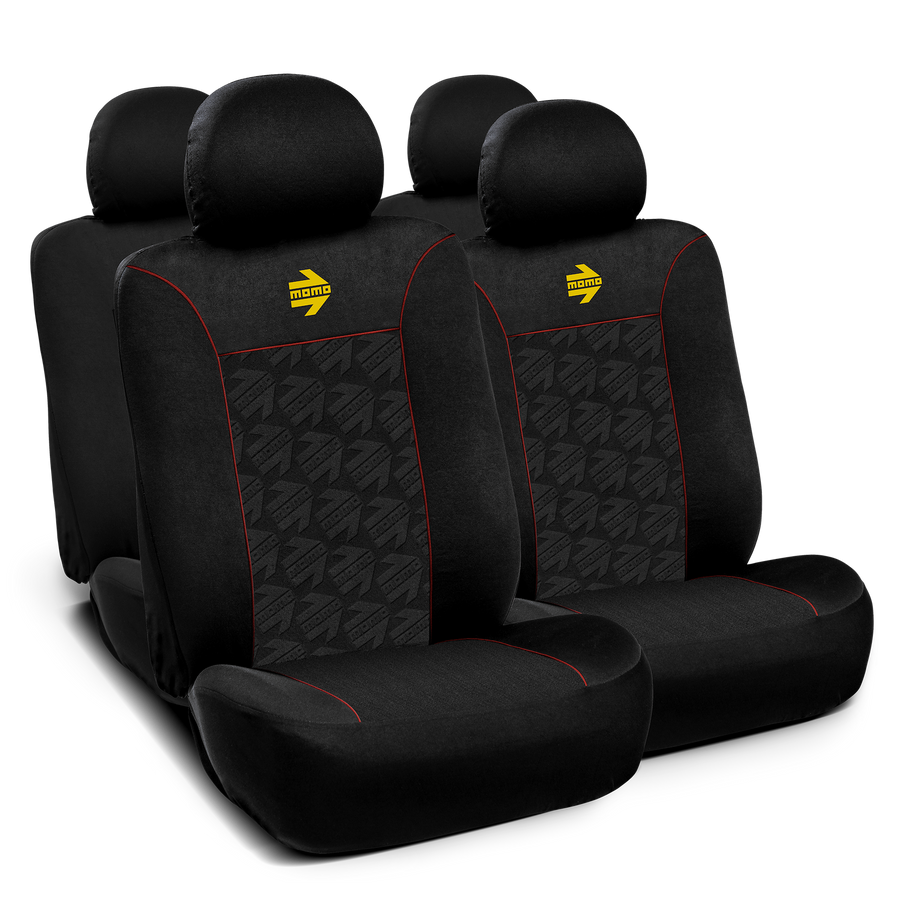 MOMO YOUNG SEAT COVER SET – BLACK / RED