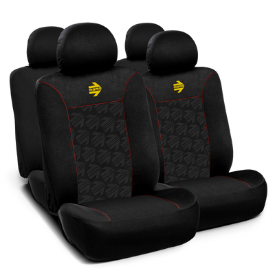MOMO YOUNG SEAT COVER SET – BLACK / RED