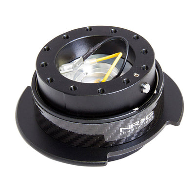 NRG Gen 2.5 Steering Wheel Quick Release Kit - Black/Carbon Fibre Ring w/Finger Grooves