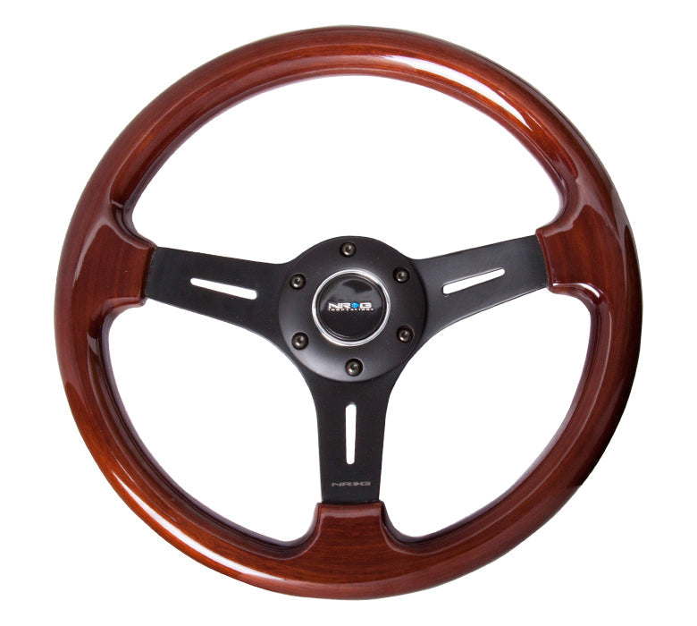 NRG Classic 330mm Wood Grain Steering Wheel - Black Spoke