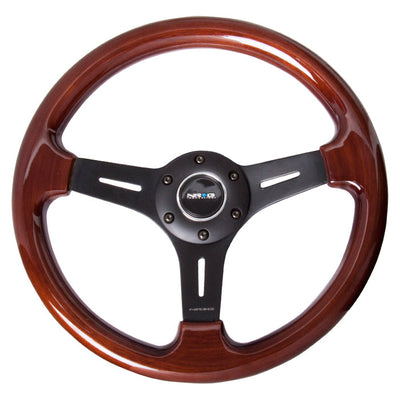 NRG Classic 330mm Wood Grain Steering Wheel - Black Spoke