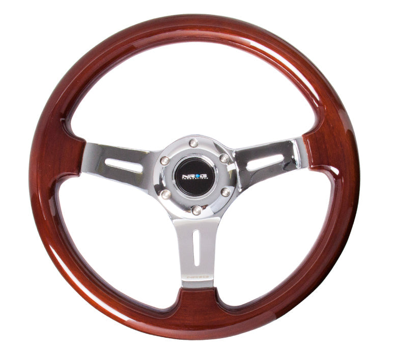 NRG Classic 330mm Wood Grain Steering Wheel - Chrome Spoke