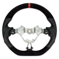 PSR D Shape Suede + Leather Steering Wheel w/Red Stitching