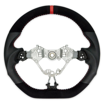 PSR D Shape Suede + Leather Steering Wheel w/Red Stitching