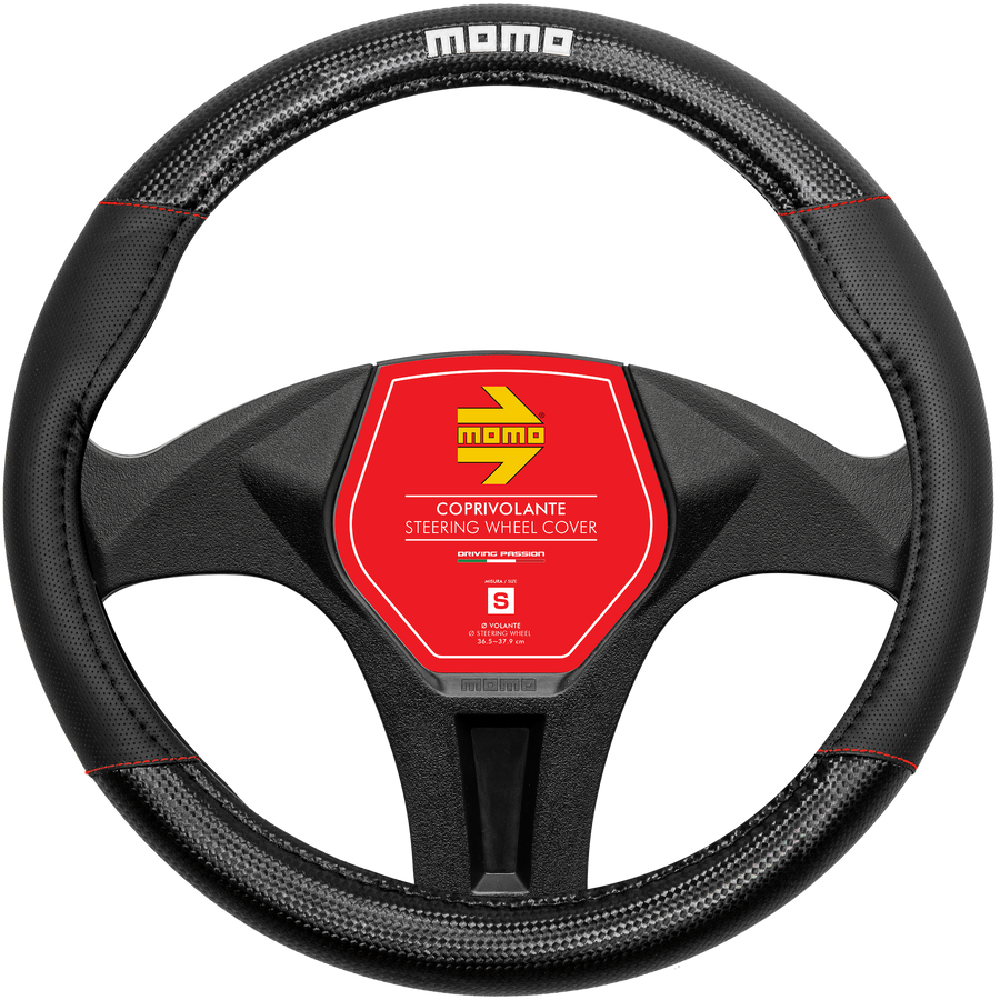 MOMO Carbon Steering Wheel Cover Black/Red (M)