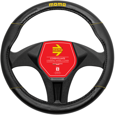 MOMO Carbon Steering Wheel Cover Black/Yellow (M)