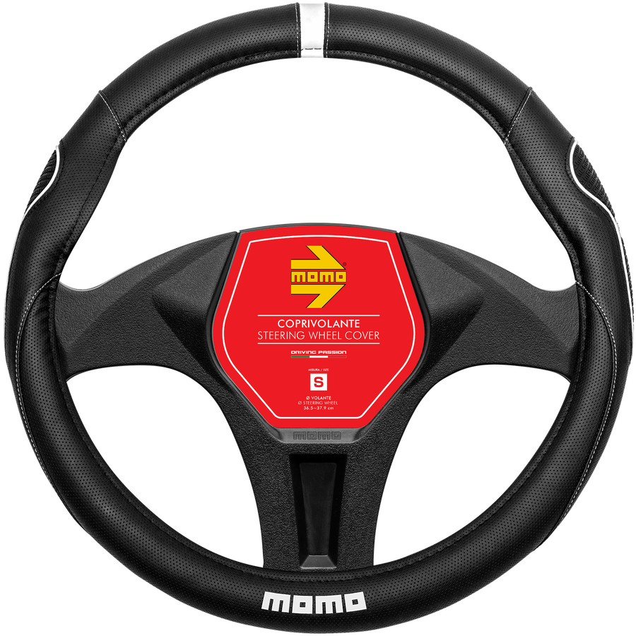 MOMO Supergrip Steering Wheel Cover Black/White (M)