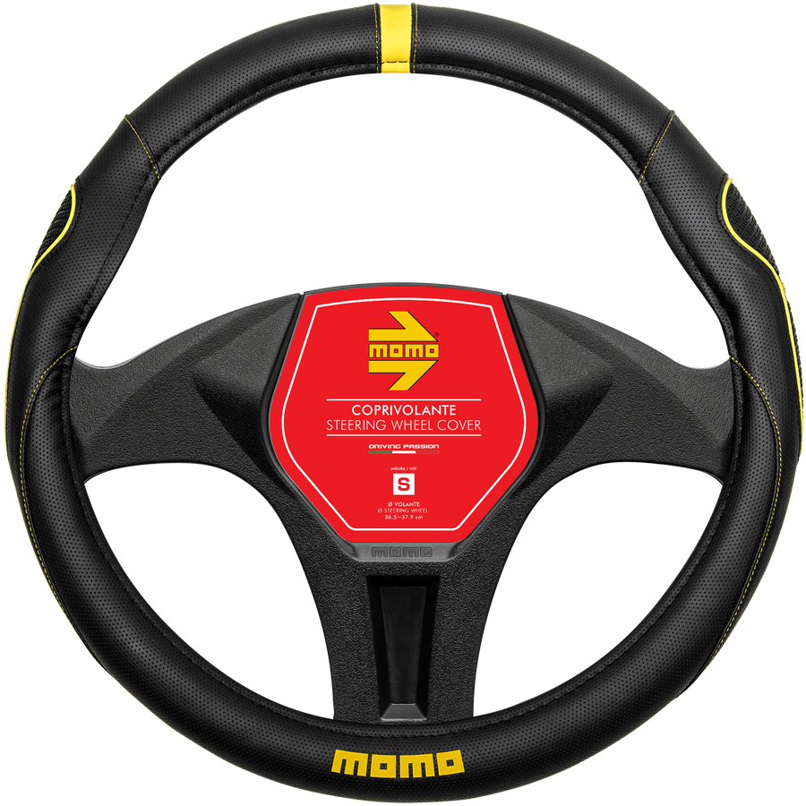 MOMO Supergrip Steering Wheel Cover Black/Yellow (M)