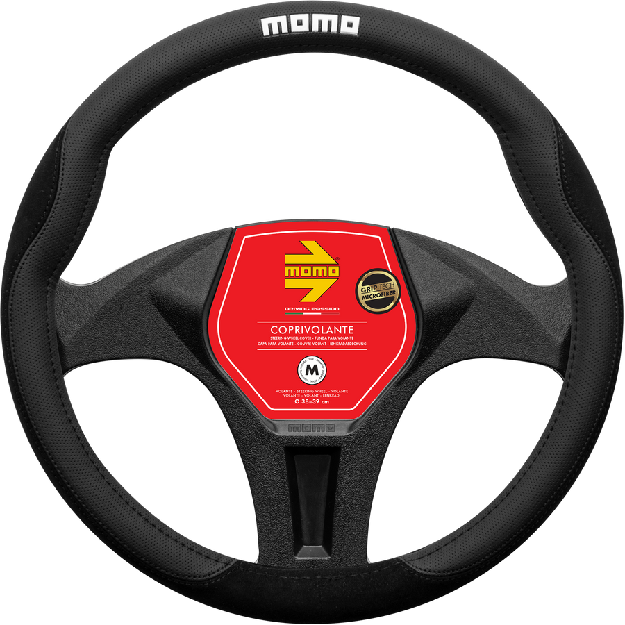 MOMO Comfort Microfibre Steering Wheel Cover Black/Black (M)