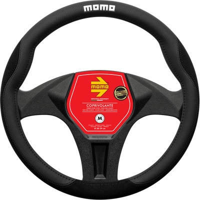MOMO Comfort Microfibre Steering Wheel Cover Black/Black (M)