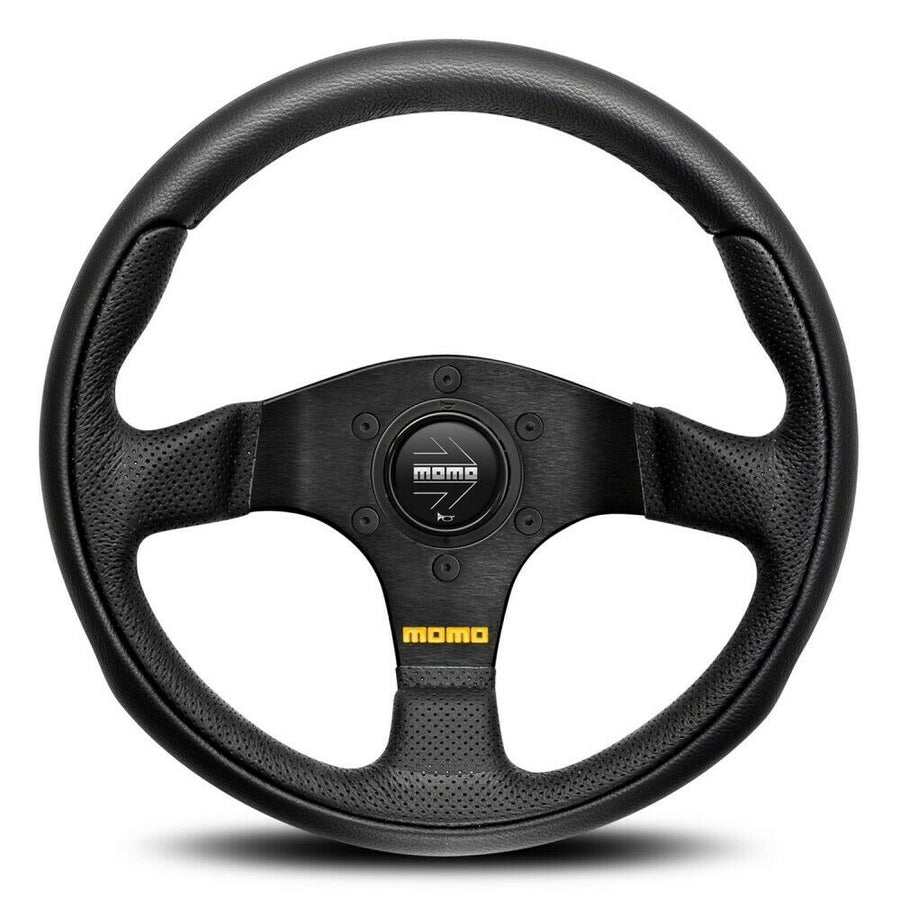 MOMO Team Black Leather 280mm Steering Wheel - 11102632812L