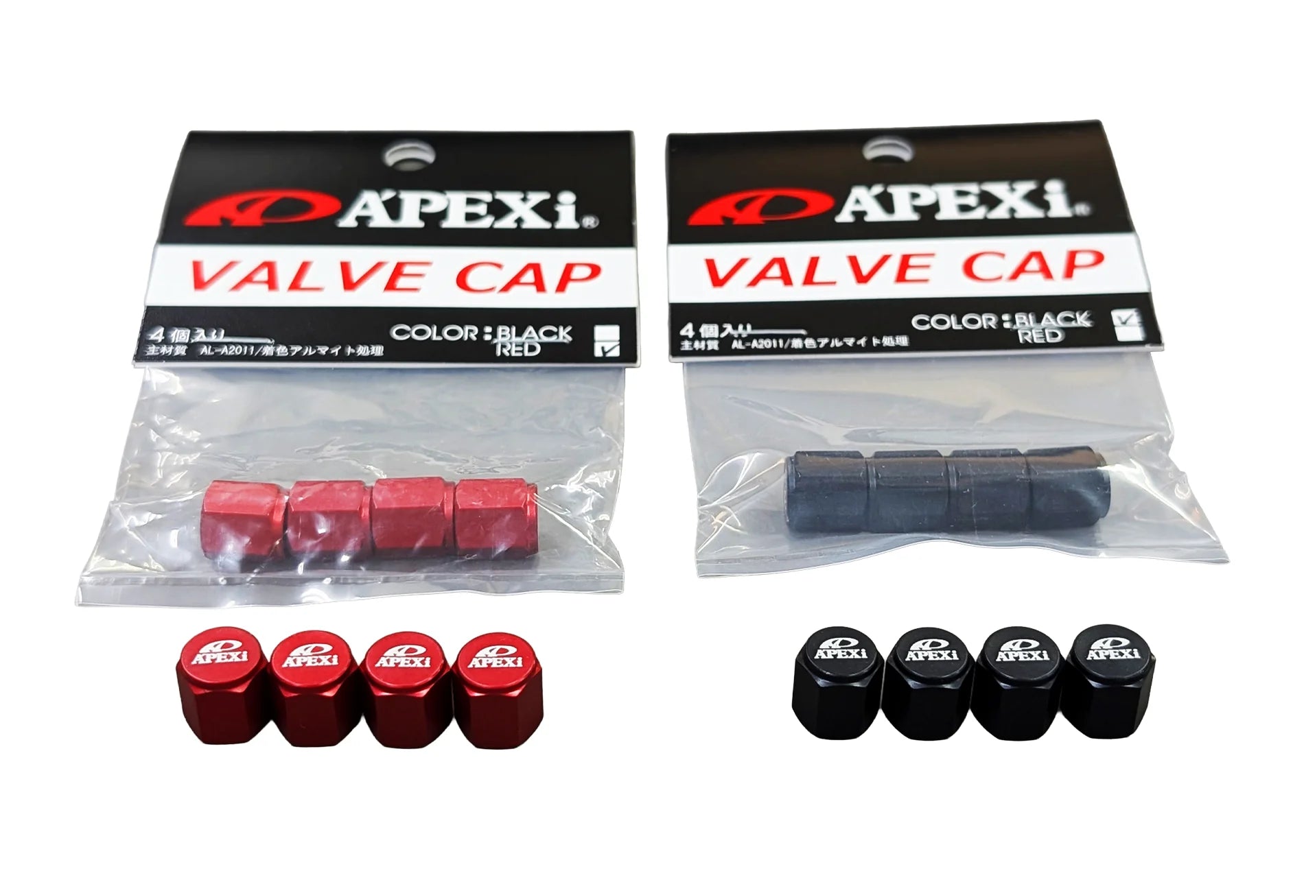 APEXi - Aluminum Valve Cap Set (4pcs) - Black or Red